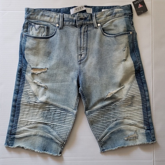NWT GUESS Slim Fit Deconstructed Denim Shorts 32 - Picture 3 of 7
